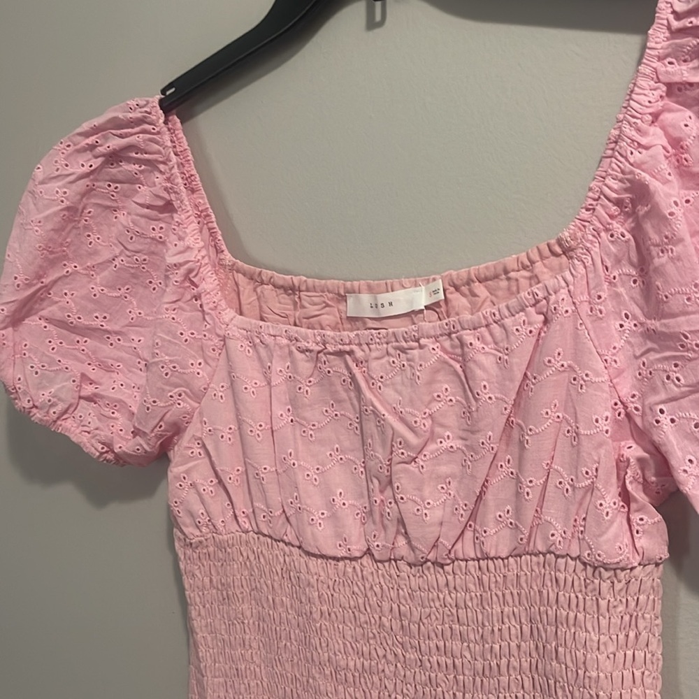 Lush Pink Cinched Puff Sleeve Mini Dress - Picture 4 of 9